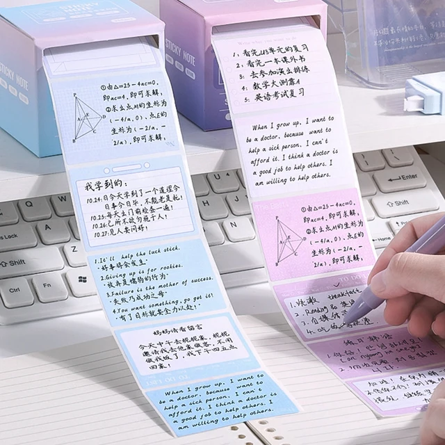 256 Pcs/Box Pull-out Sticky Notes Full Adhesive Tearable Notes Stickers 8 Style Optional Home Office School Student Note paper 5