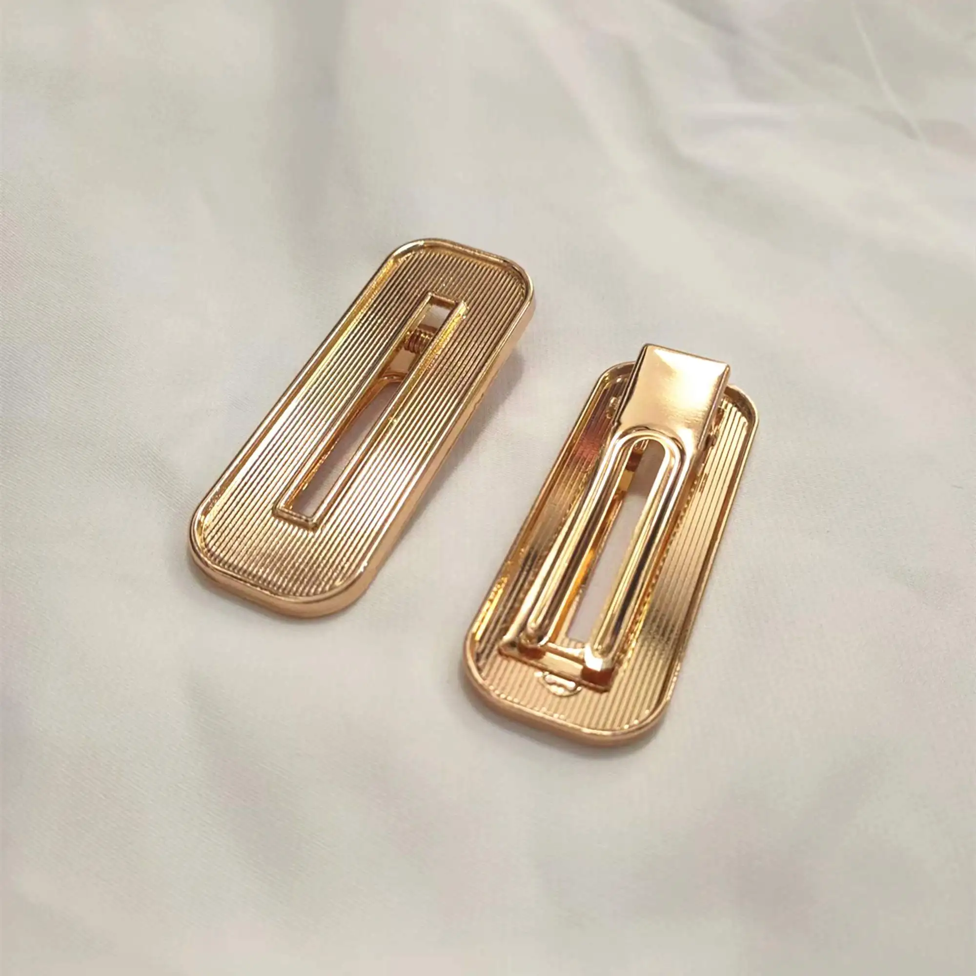 High quality drop clip oval flat clip groove diy patch leather hair accessories 3pcs/lot 7.5x2.8cm