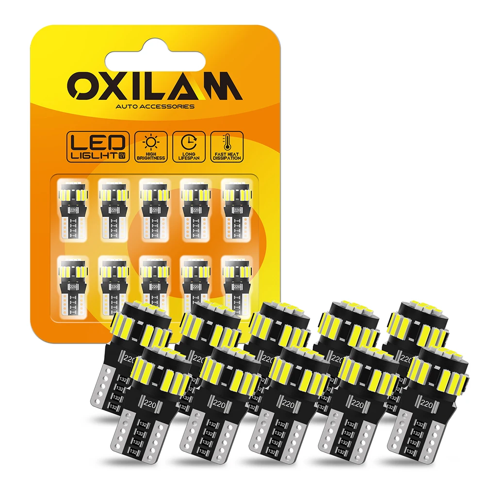 

OXILAM T10 LED 10 шт. Canbus W5W светодиодсветодиодный супер яркие паркосветильник габаритные огни боковой маркер 194 168 12 В 4014 SMD