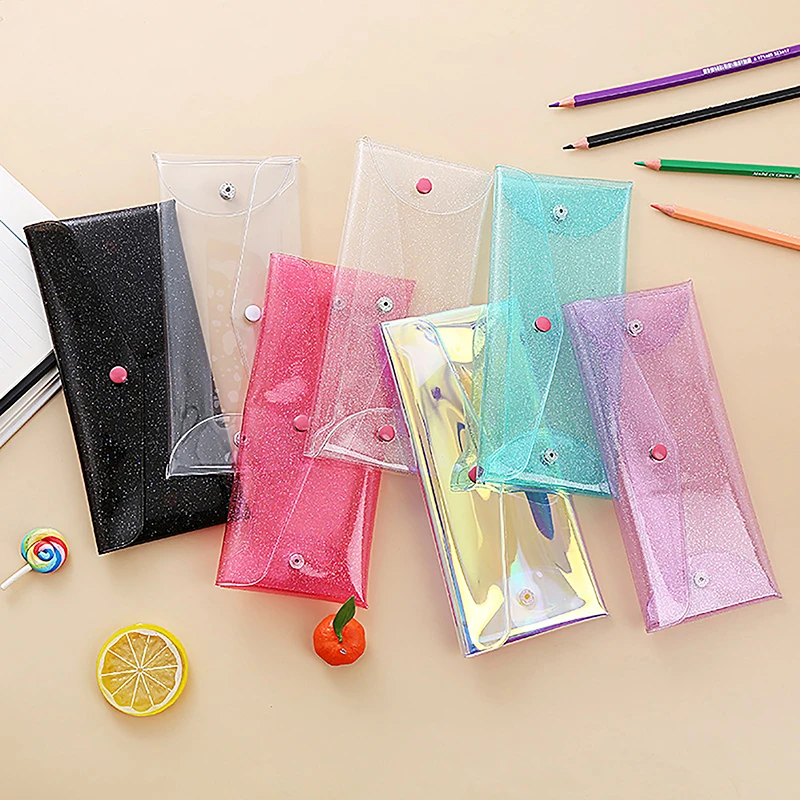 1pcs Clear Laser Cosmetic Bag Makeup Case Coin Pencil Bag Pouch Cute Glitter Pencil Laser Pen Case School Bags For Girls