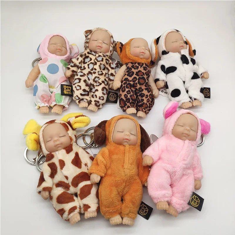 Cute Cartoon Baby Sleeping Doll Keychain PVC Lovely Vinyl Dolls Car Keyring Women Key Holder Gift Child Toy plush pillows for kids sloth toy stuffed lovely plaything cartoon dolls child