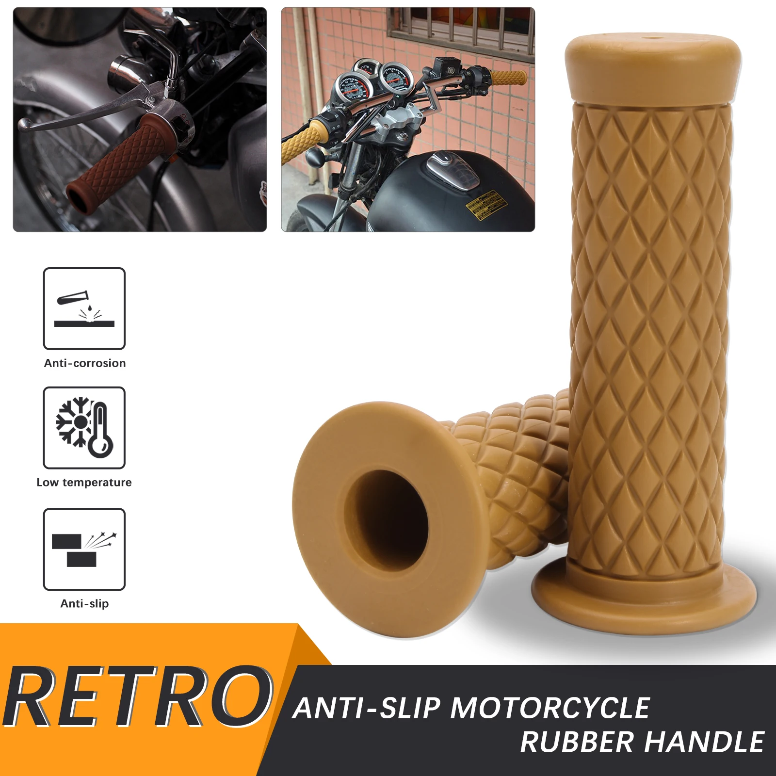 Manopole Moto Universali In Gomma Antiscivolo - Doppia Misura 22mm E 24mm Per Manubri Quad - Foto 1