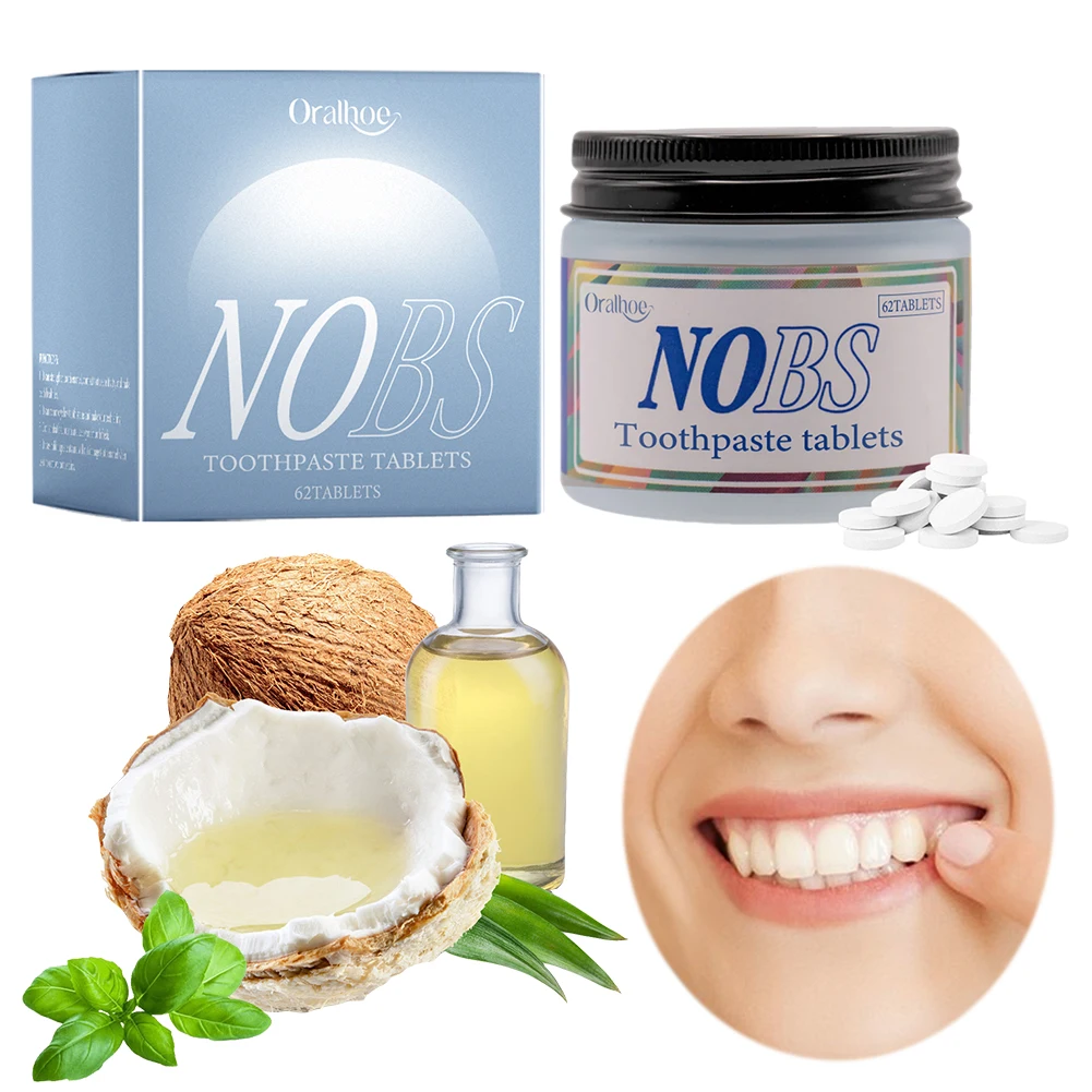 Tooth Powder 62Pcs Toothpaste Tablets Travel Mouthwash Tablets Keep Fresh Natural With Mint for Outdoor Travel