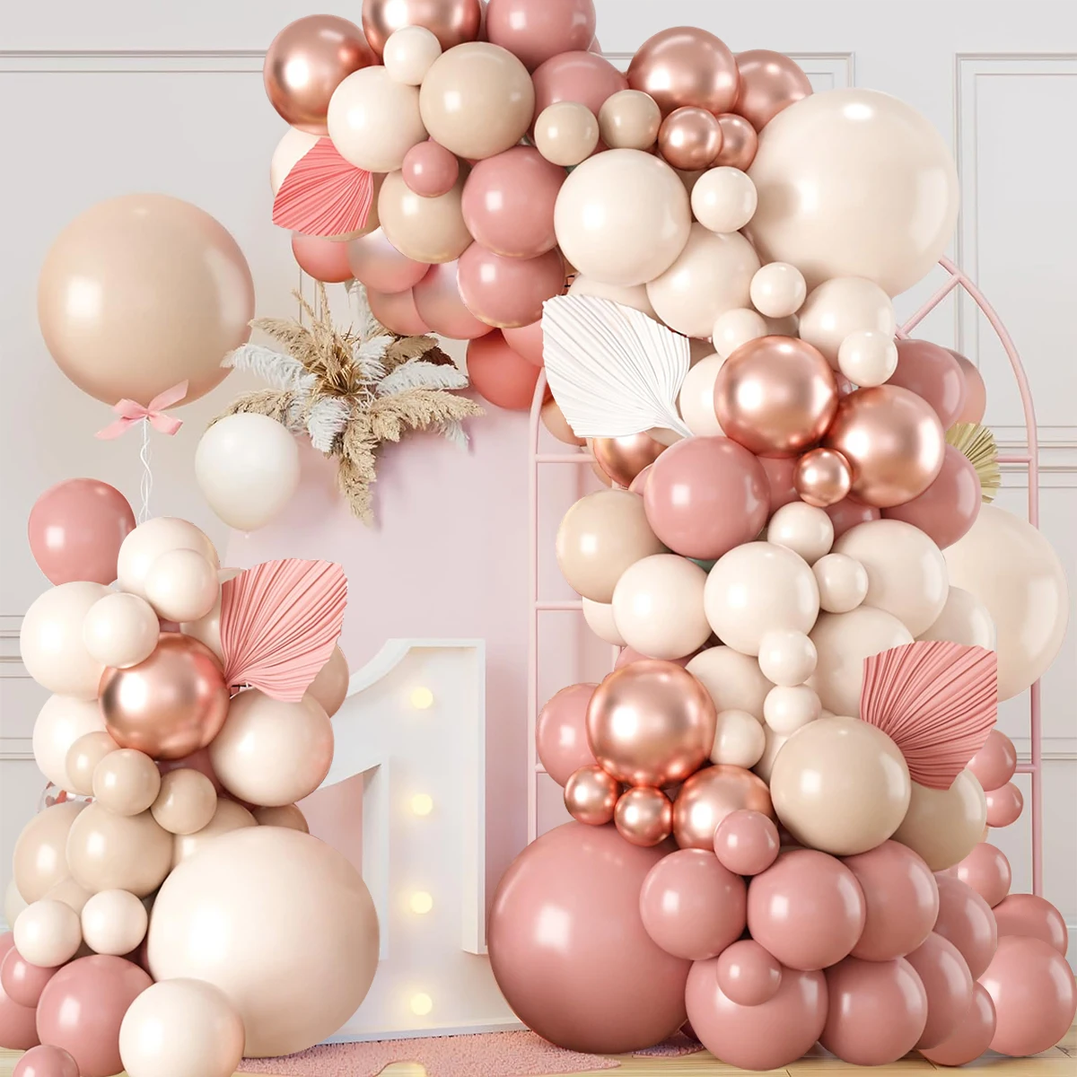 thumbnail image 4 of Kit de arco de guirnalda de globos Retro Rosa marfil blanco para fiesta de cumpleaños, boda, Baby Shower, decoraciones, suministros para fiestas, 4 of 8