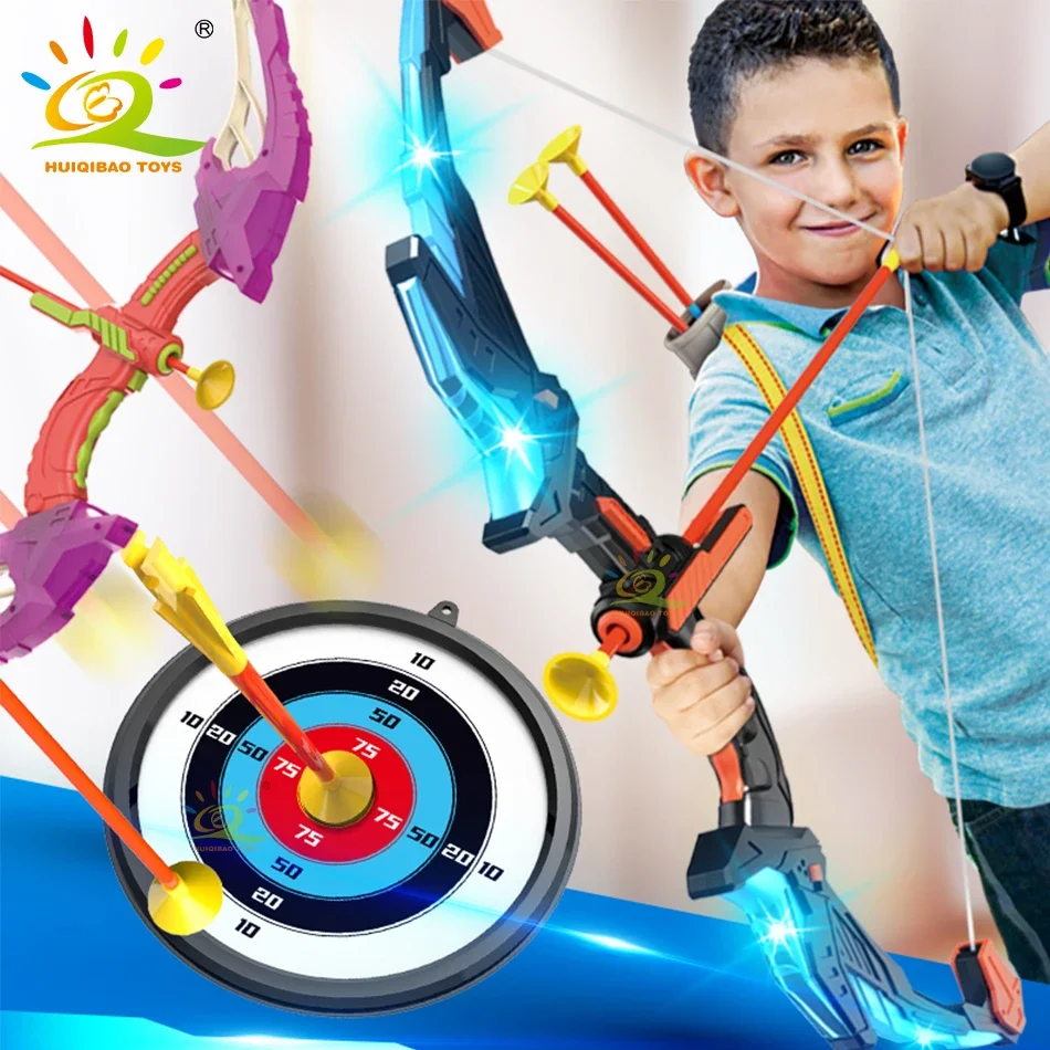 

Kids Bow and Arrow Set LED Light Up Archery Practice Recurve Outdoor Sorts Shooting Toy for Children with Target Boys Girls Gift