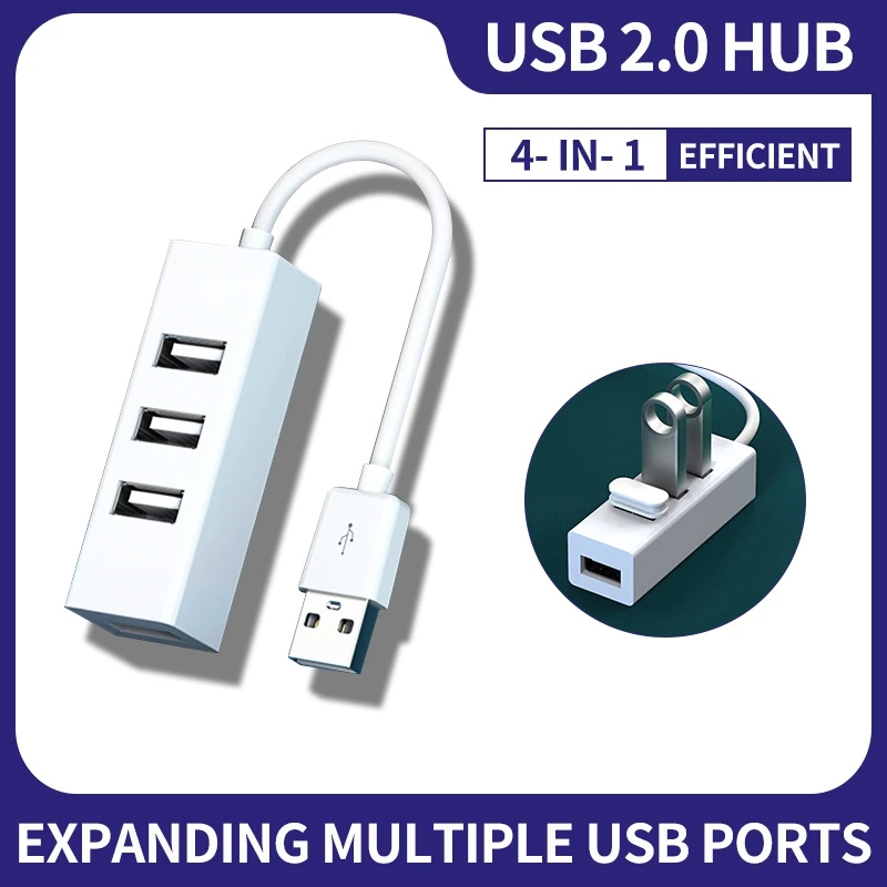 USB 2.0 Hub 4 Port Ultra Slim High Speed Extension Splitter Adapter for Laptop Cable For Mouse Keyboard PC Accessories | Компьютеры и
