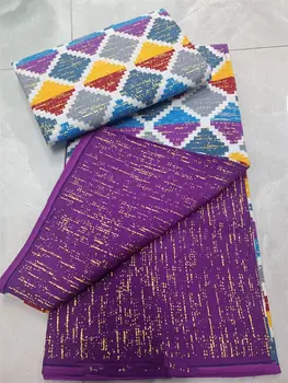 2024 Ankara African Fabric gold Real Wax Fabric Nigeria Ghana Style Tissu Sewing Dress Craft DIY 100% Cotton 4+2yards 1