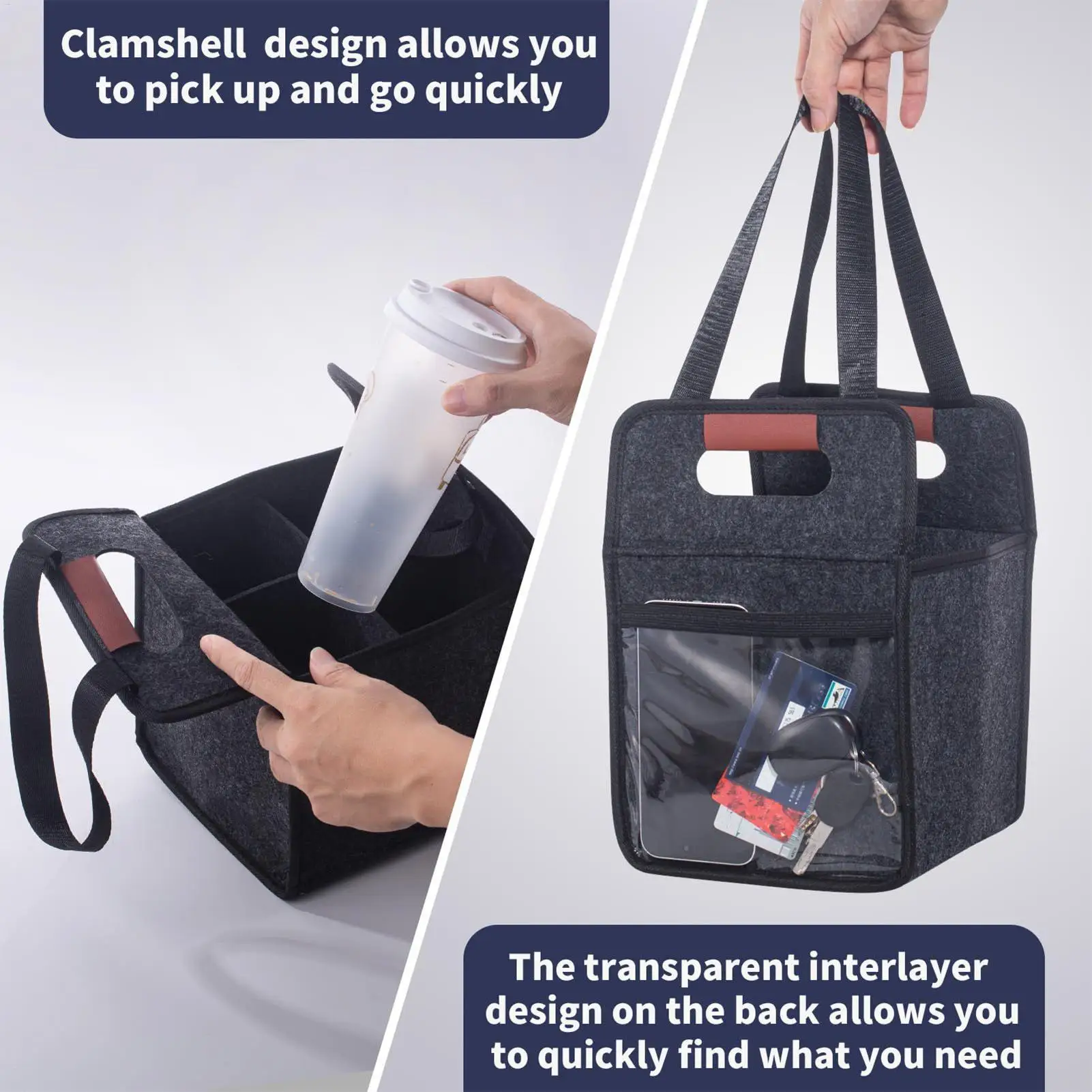 Versatile Foldable Drink Carrier Tote with Handles