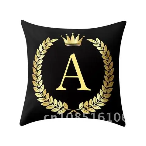 

Letter Printed Black Gold Pillowcase Sofa Bed Home Cushion Cover Kawaii Room Decor Decorative Pillow Case Home Decoration