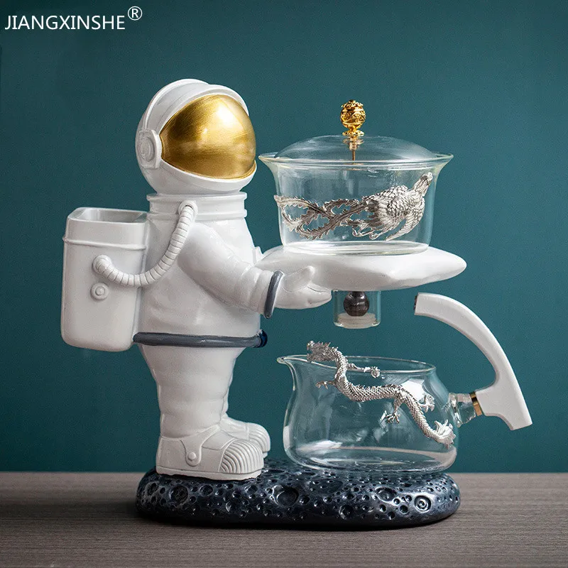 Astronaut Creative Fish Magnetic Glass Teapot Lazy Automatic Tea Making Pu'er Oolong Tea Set Infuser