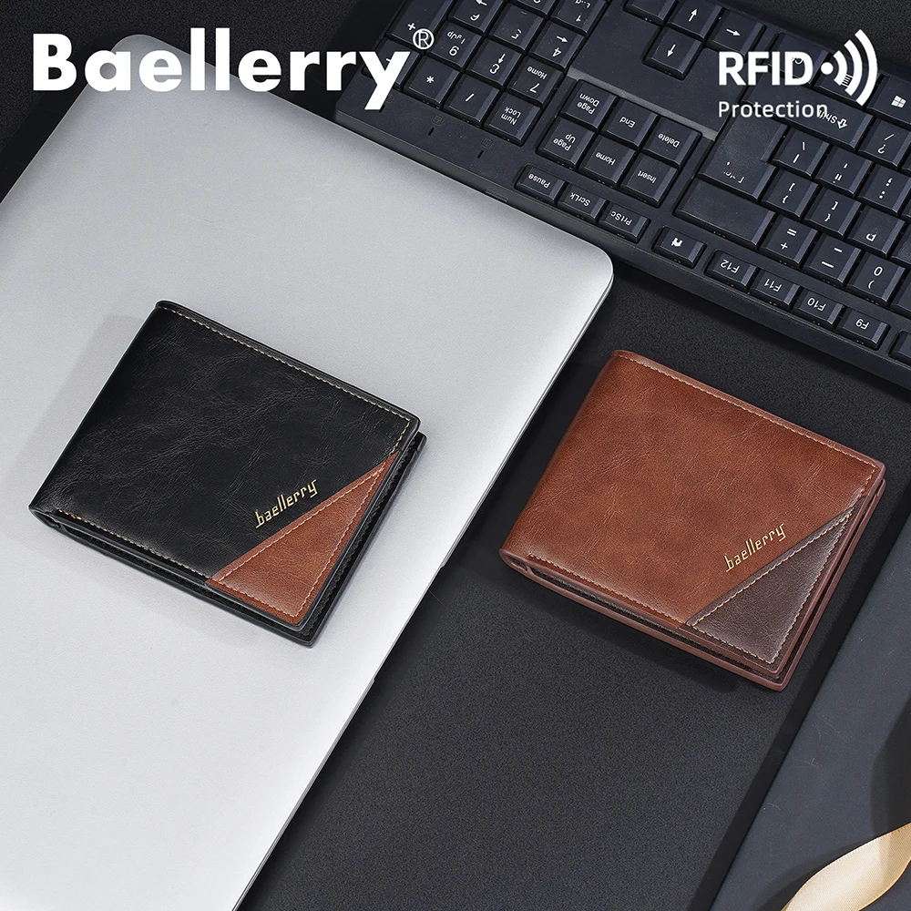 Baellerry Ultra Thin Men's RFID Blocking Wallet with Zippered Coin Pocket, Slim Minimalist Anti-Skimming Bifold Card Holder for