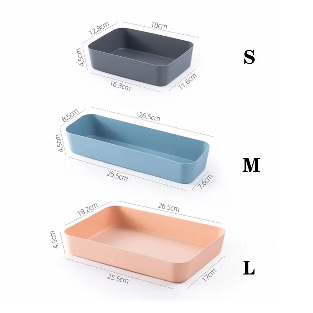 Scatola portaoggetti da scrivania in plastica, grande capacità, colore unico, divisori per cassetti, impilabile, organizer per documenti, casa e ufficio - immagine 6