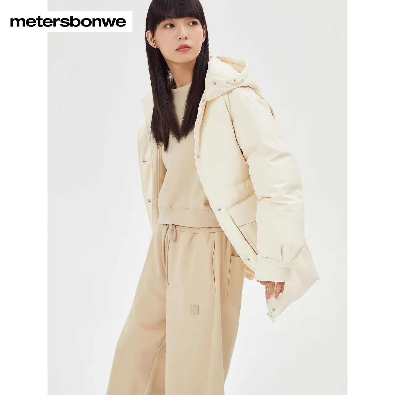 Metersbonwe Hooded Short Down Jacket Women Winter Warm Jacket New Duck Down Fashion Female Down Coats Brand Outerwear Blue Tops
