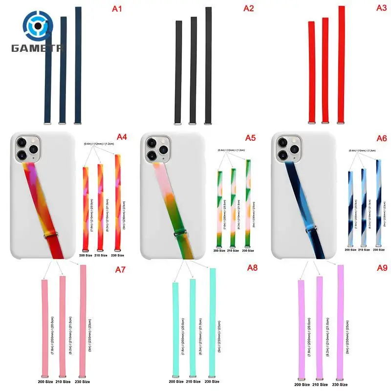 3pcs/set 20cm,21cm,23cm Phone Strap Ropes Grip Loop Wristband Hand Holder Silicone Stretch For Soft Bracket