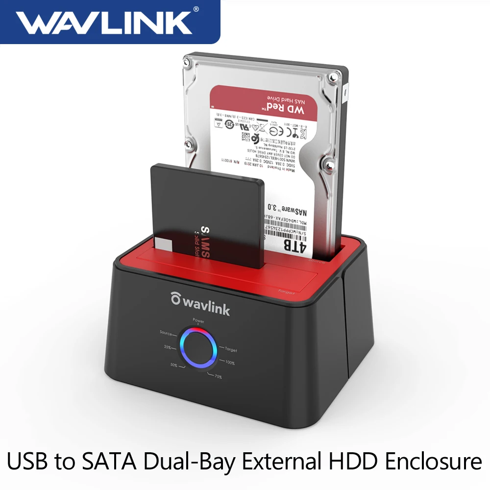 

Wavlink Dual Bay док-станция для жесткого диска USB 3,0 на SATA I/II/III внешний корпус жесткого диска для 2,5/3,5 дюйма HDD/SSD UASP