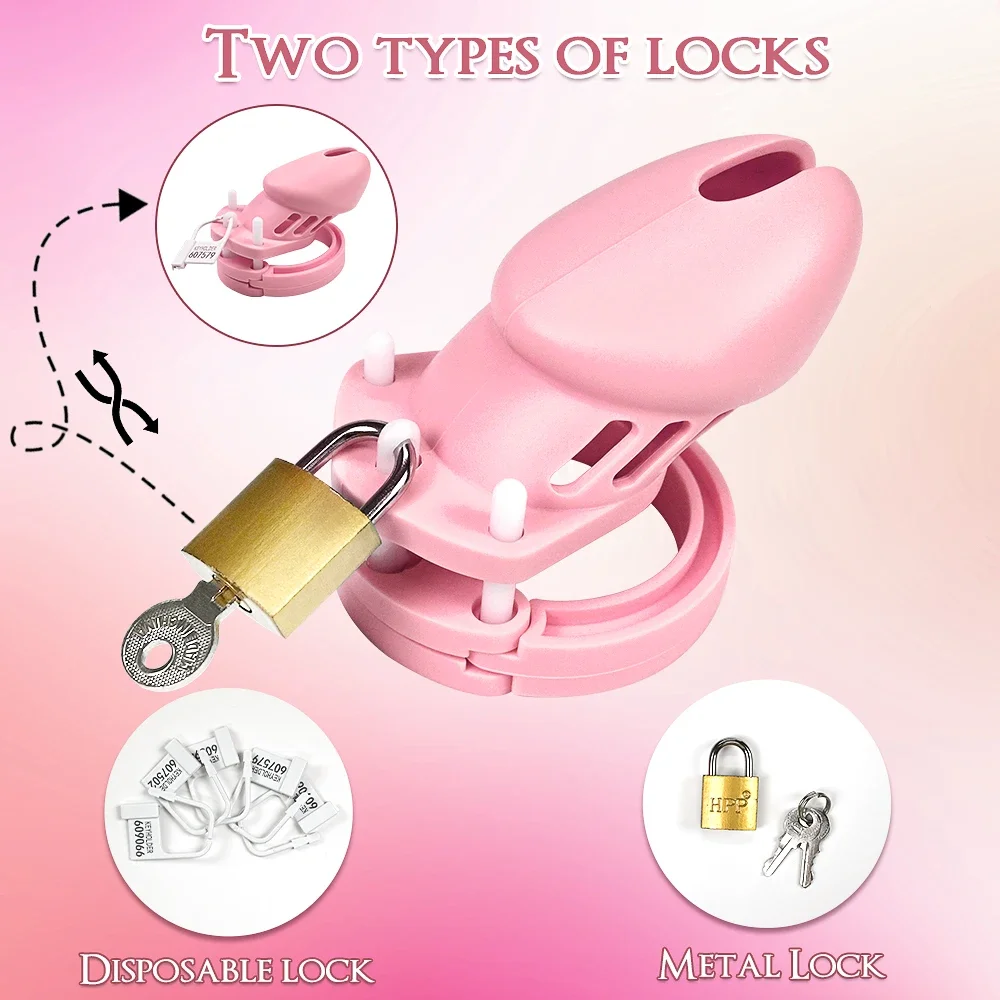 Penis Chastity Cage Chastity Lock Sex Toy Chastity Cage Accessory Penis Cock Ring Male Chastity Cage Penis Lock with Lock Key Virginity for Men Breathable Cock Ring Men's CB Cock Cage SM Urethra Device Toy