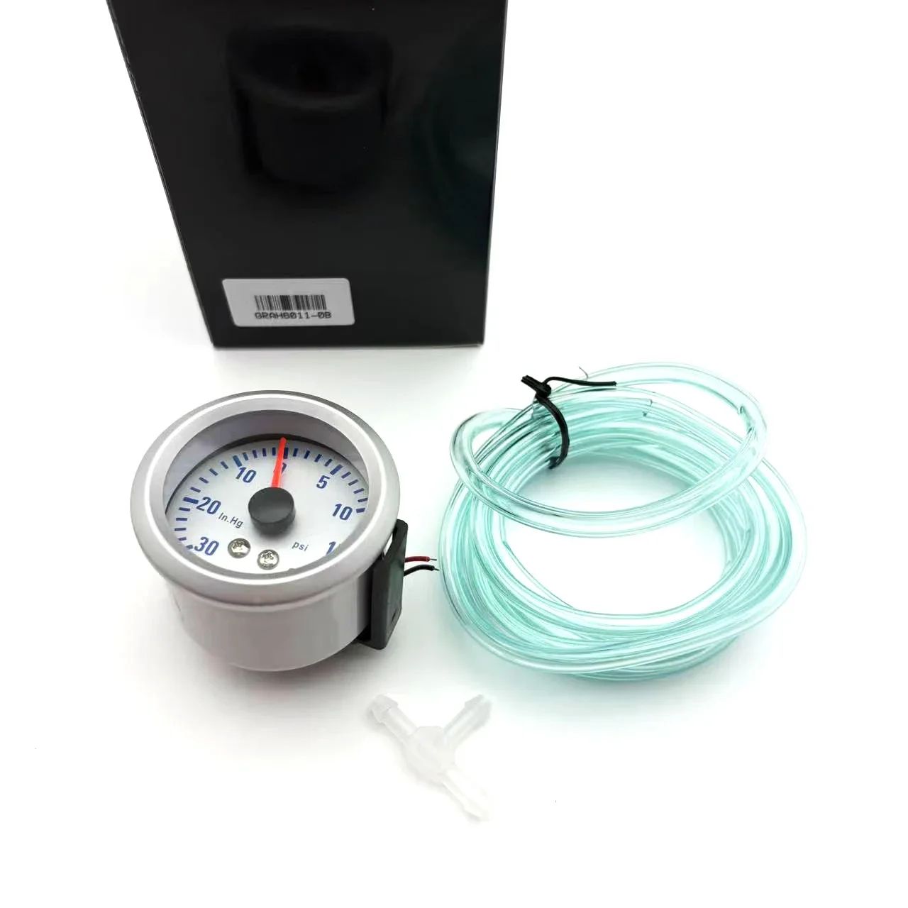 2.52인치 터보 부스트 게이지 -30인치인치파운치에서 35PSI까지 기계식 화이트 LED 부스트 게이지 스모크 렌즈 부스트 센서 (12V 자동차용 부스트 게이지)