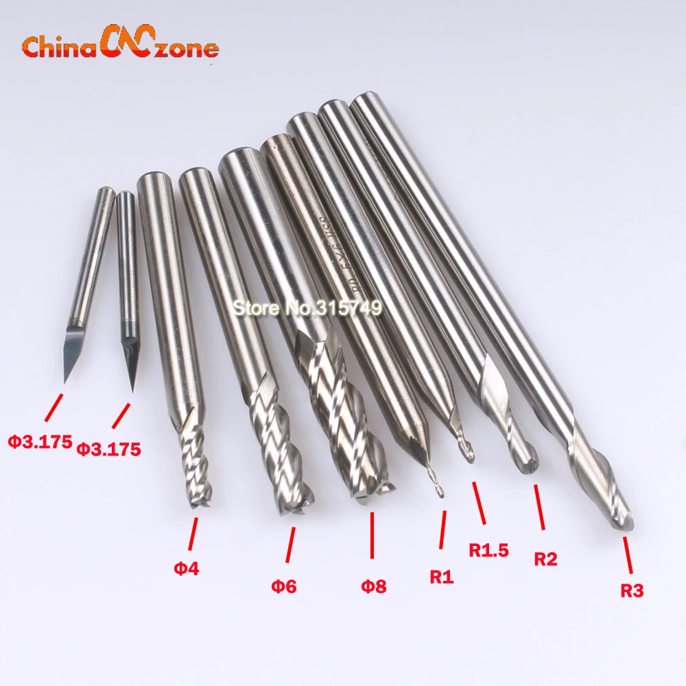 

7Pcs Carbide End Mill HSS 4 Flutes 2mm-8mm Diameter Milling Cutter Straight Shank Router Bit Set CNC Tools