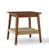 Mid-Century Side Table with Woven Shelf, Boho Side Table with Storage, Small Side Table for Living Room Couch Bedroom Patio 6