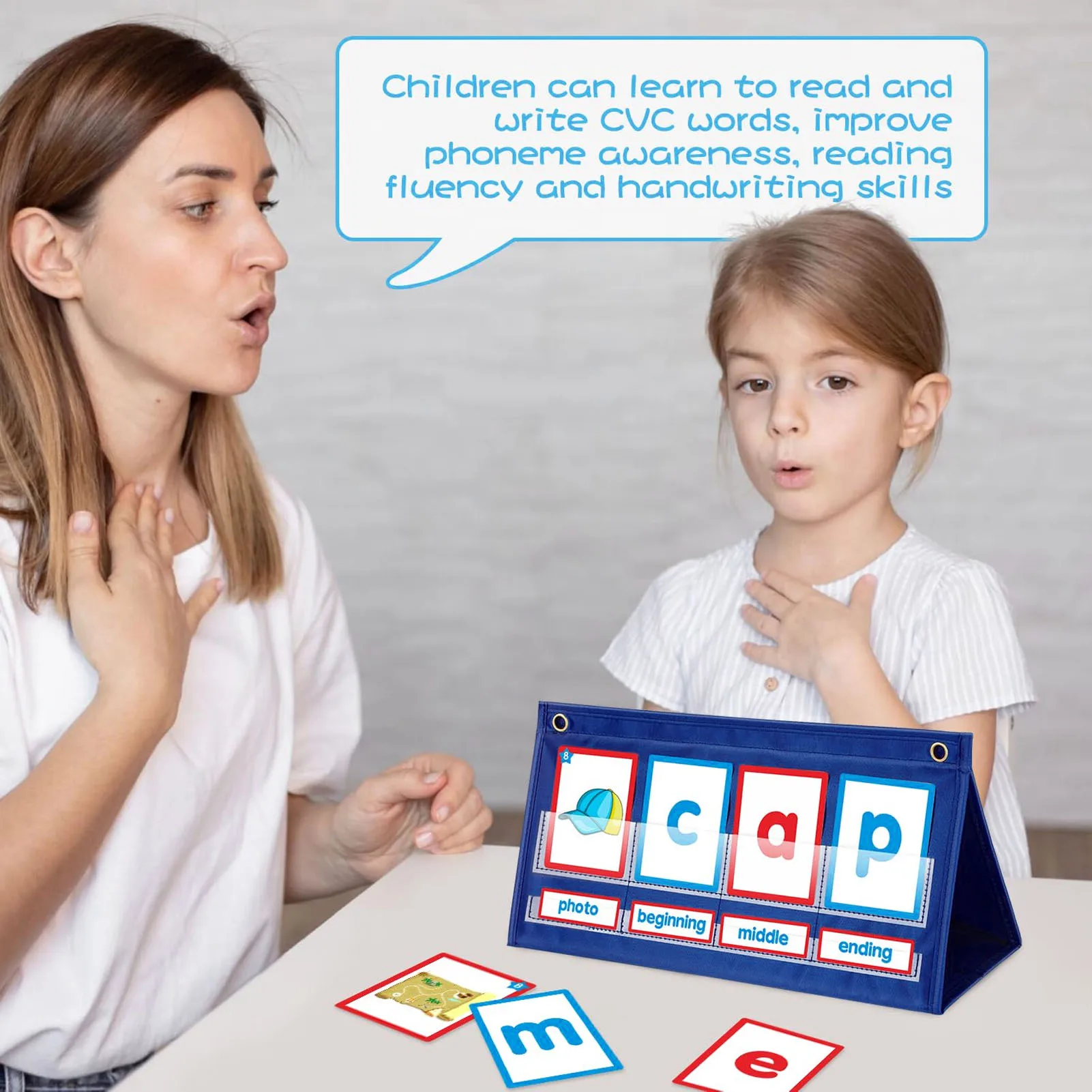 【New】Word Building Desktop  Chart Early Learning CVC Words Phonics Games Blending Board Spell  for Preschool Kindergarten