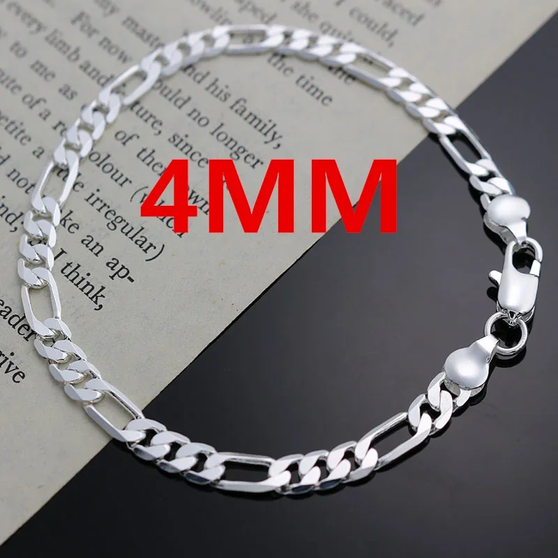 40-75cm 남성용  4MM 체인 여성용 팔찌 목걸이 쥬얼리 세트 레이디 Christma 선물 매력 결혼식