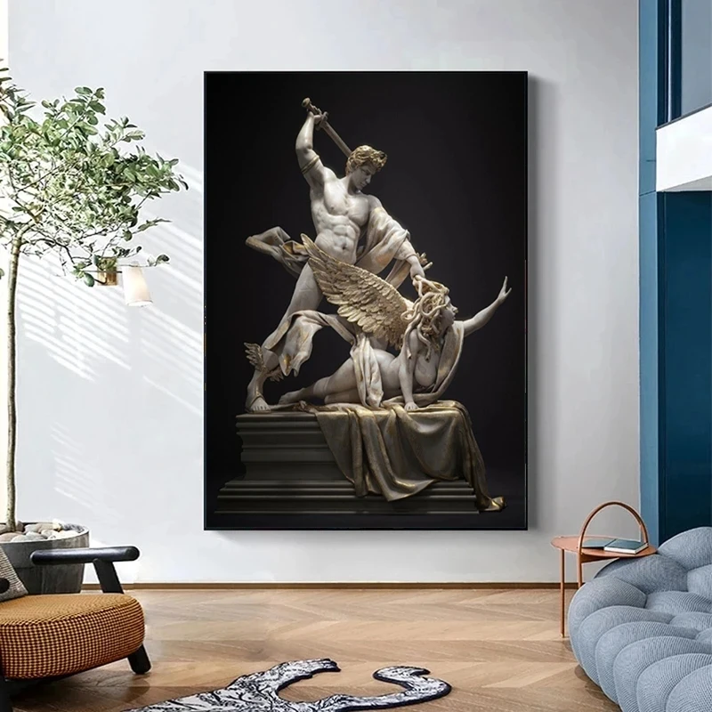 Mythology Figure Canvas Paintings Perseus with The Head of