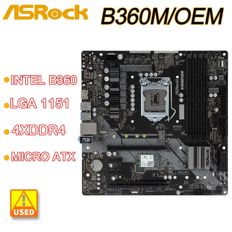 

B360 Motherboard ASRock B360M/OEM LGA 1151 Motherboard DDR4 HDMI M.2 Intel Micro ATX Supports Intel 8th 9th Gen Core cpu