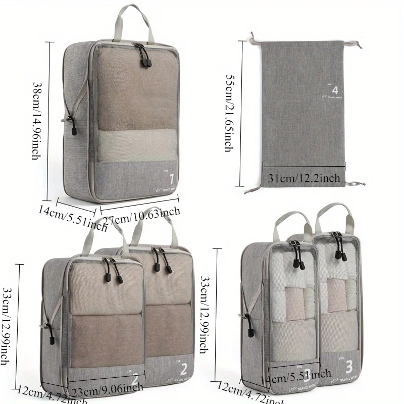 4-Piece Travel Packing Cubes Set - Luggage Organizer Bags for Clothes and Accessories