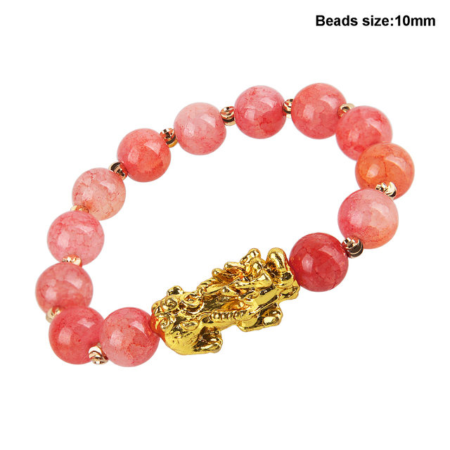 Natural Stone Bracelet Men Women Chinese Feng Shui Pi Xiu Obsidian Wristband Gold Wealth and Good Luck  Women Bracelets