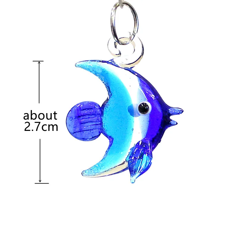 Mini Marine Animal Figurine Pendant 2pcs Cute Glass Sea Fish Charm For Diy Jewelry Making Accessories or Aquarium Decor Supplies