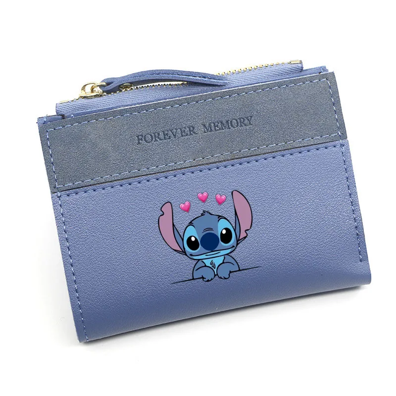 Disney Stitch Anime Mini portafoglio Lilo and Stitch portafoglio corto da donna simpatico portamonete in pelle PU portamonete multifunzionale