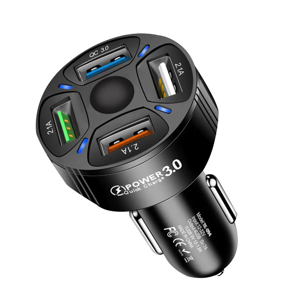 65W USB Car Charger Cigarette Lighter Adapter Car Quick Charge 3.0 For Xiaomi iPhone Samsung USB Fast Charge Socket Power Outlet