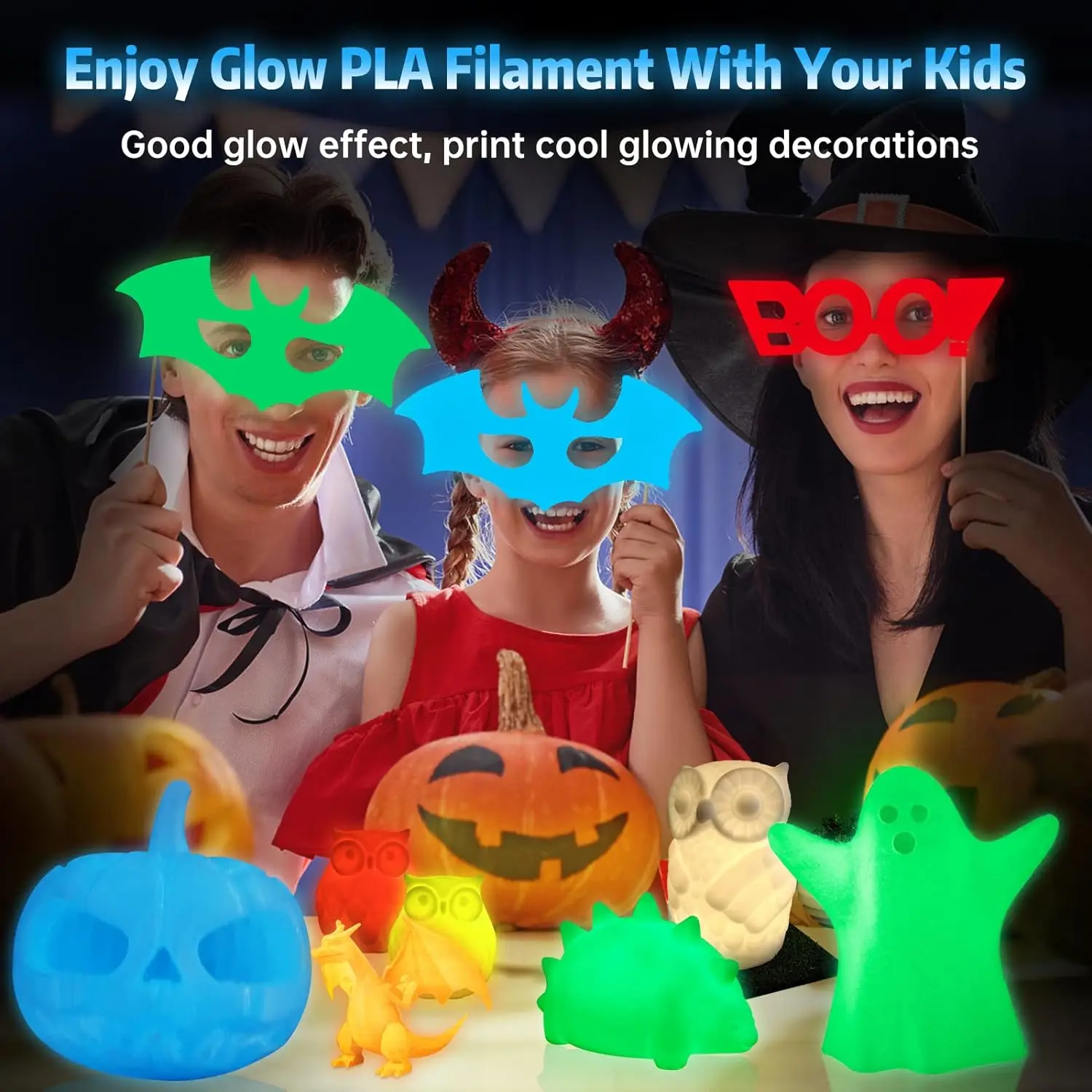 야광 고속 PLA 필라멘트, 1.75mm; 고속 3D 프린터용 고유량 필라멘트; 야광 기능; 고속 출력 지원