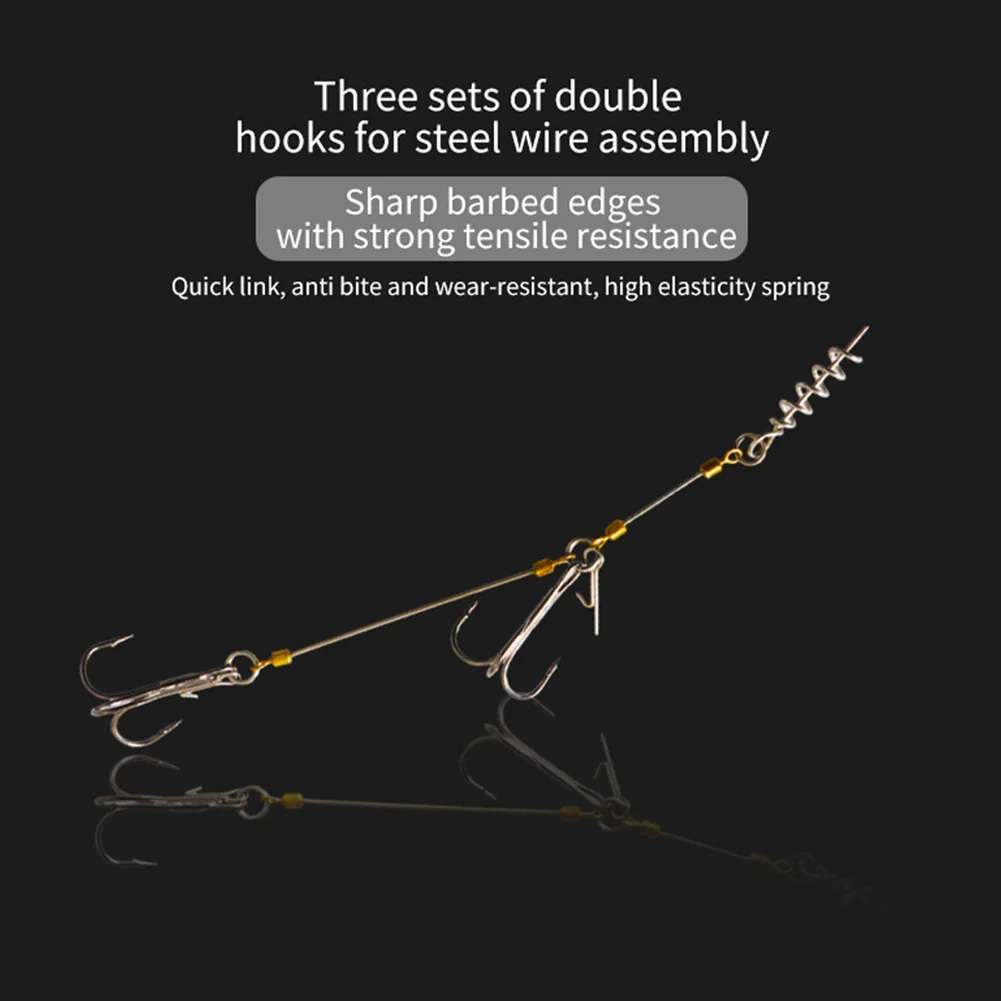 Pike Bass Perch Bait Barbed Sharp Treble Fish Hook with Pin Screw Connector for Soft Fishing Lure Pike Bass Perch Fishing Rigs