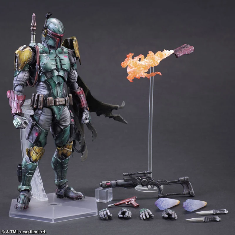 

28cm Play Arts Model Star Wars Boba Fett Action Figure PVC Collection PA Mandalorian Ornaments Bounty Hunter Movable Figure Toys