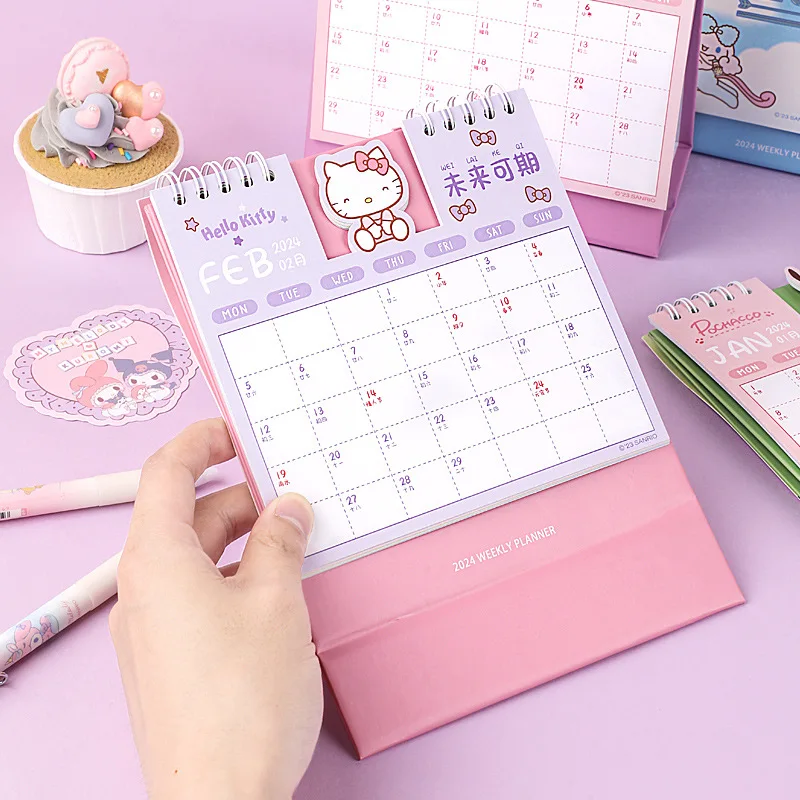 2024 New Sanrio Hellokitty Cinnamoroll Kuromi Calendar Desktop Creative  Ornaments Punch-in Notebook Three-dimensional Week Plan - AliExpress