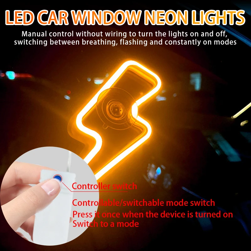 Neon-Style LED Car Window Ambient Décor Lights