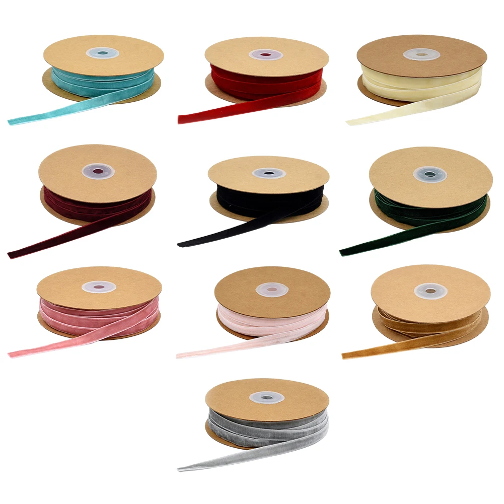 

Ribbon Velvet Ribbon Spool Ribbon Bows Craft Single Face Design Versatile Decoration Wear Resistance 10mm Width