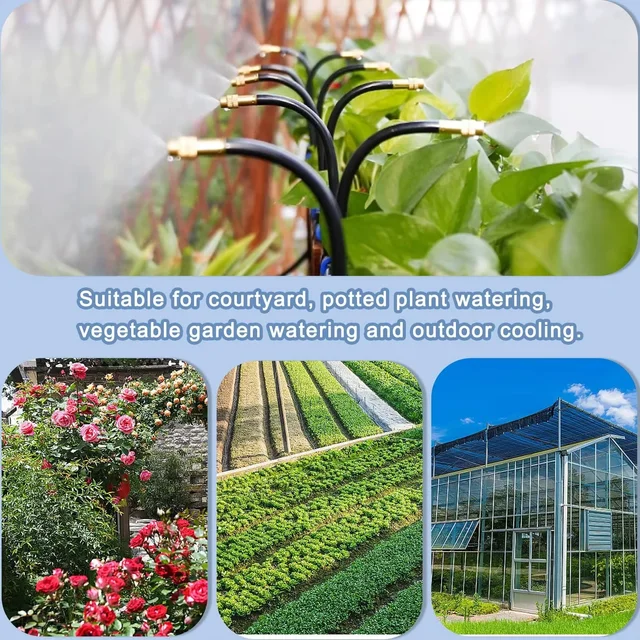 20M-5M DIY Universal Sprayer Kit 360° Curved Garden Automatic Irrigation System for Garden Plant Fogging Watering Irrigation New 6