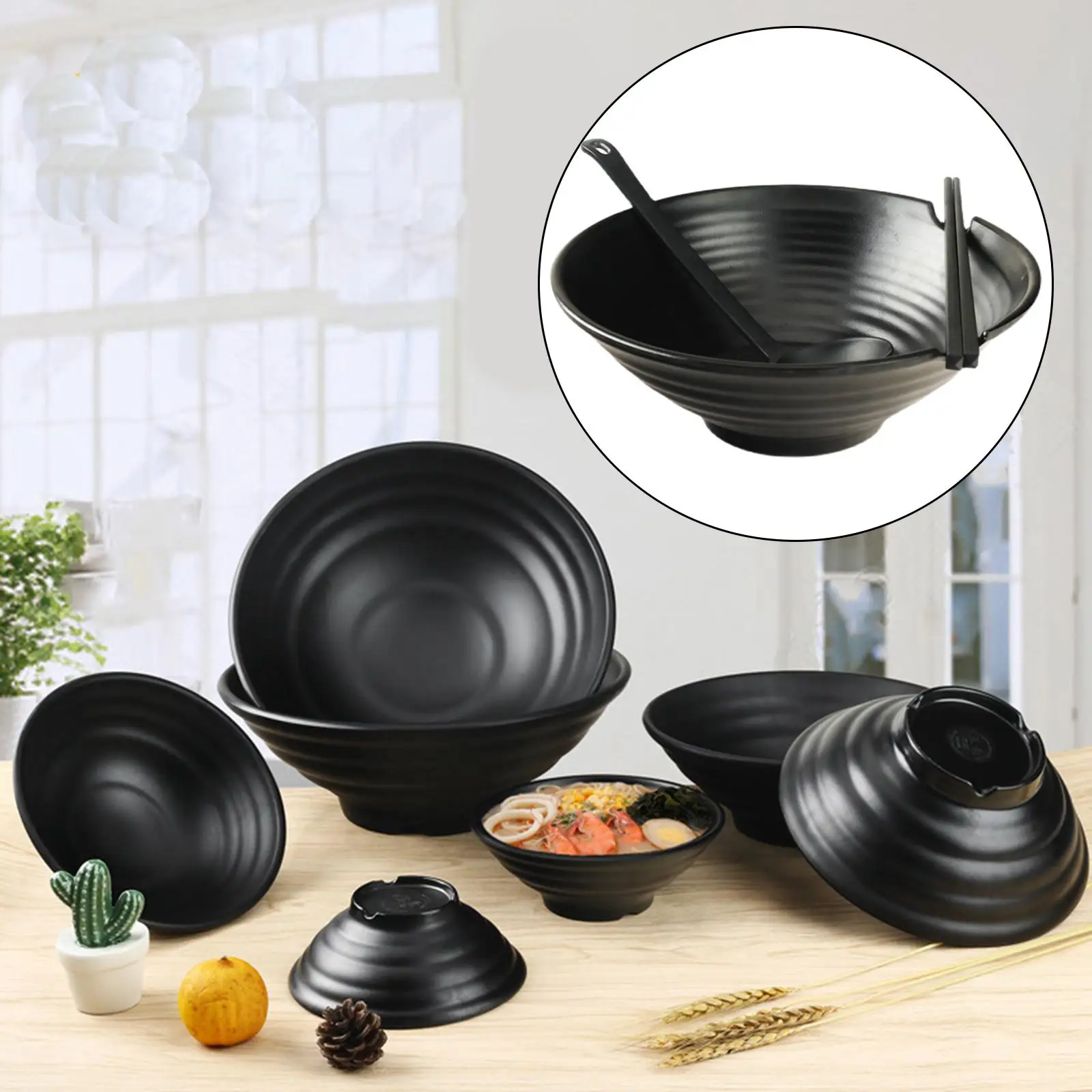 WEIWUXIAN 2er-Set Ramen-Schüsseln 1000ml Aus Melamin - Japanisches Geschirr Mit Stäbchen & Löffel