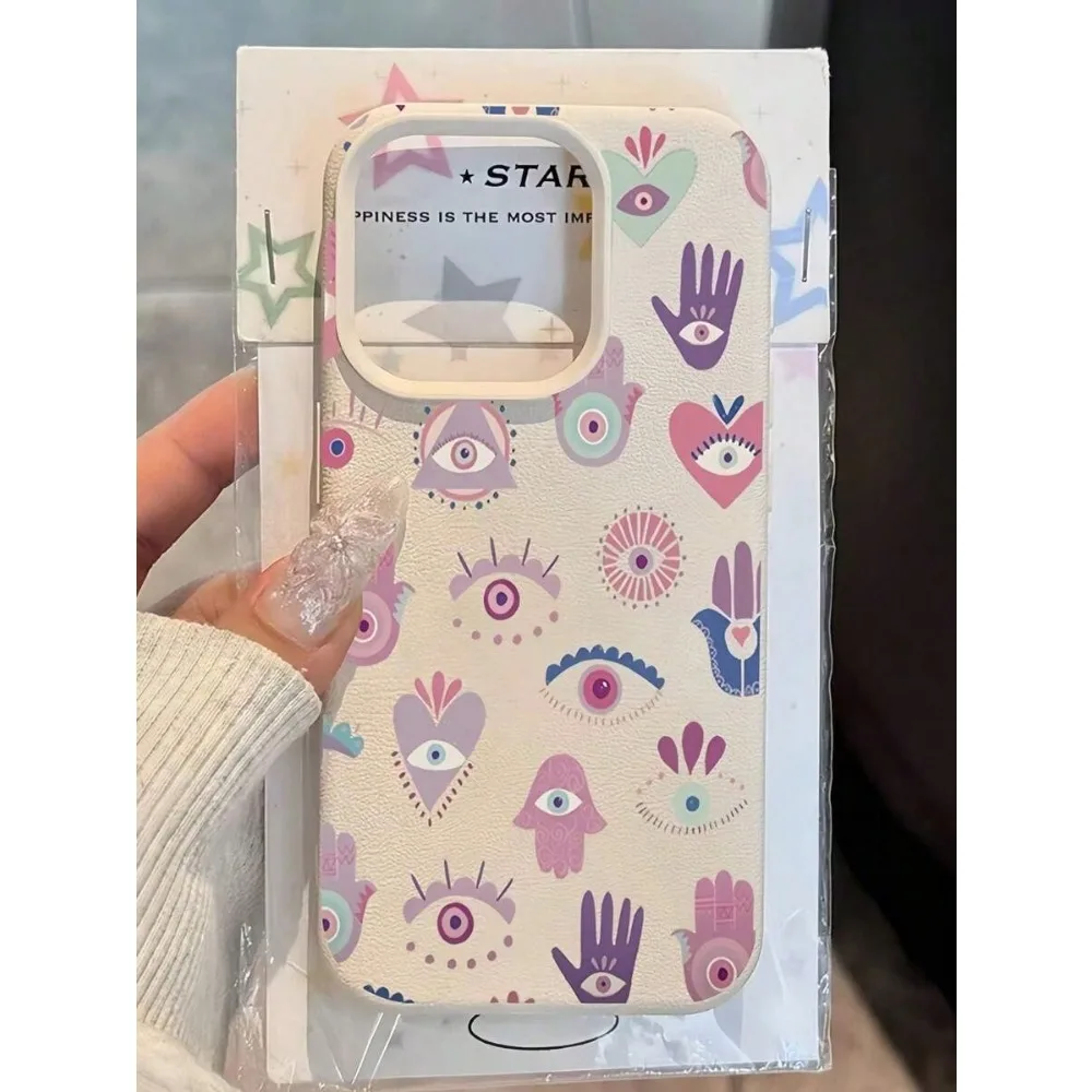 Colorful Palm Eye Heart Pattern iPhone 15 14 13 12 11 16 17 Pro Max