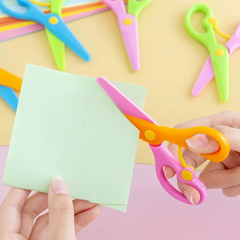 Plastic Scissors Double Color Splicing Handmade DIY Safe Scissors for Office Art Supplies Student Specific Paper Cuttings Tools TMZ