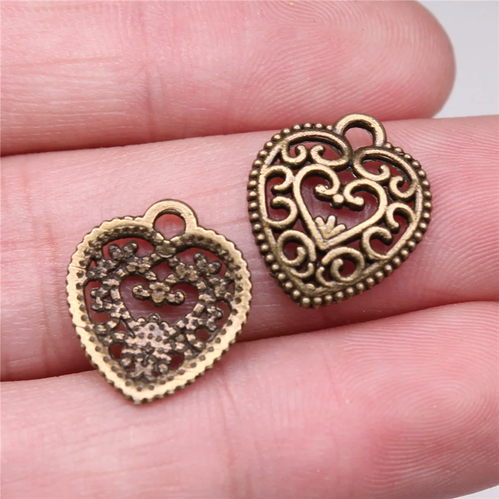 20pcs Cute Small Heart Charms Antique Bronze Silver Color Pendants Making DIY Handmade Tibetan Finding For Jewelry Making 