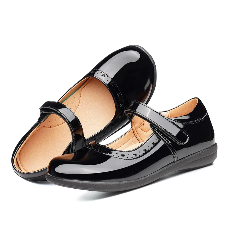 Soft Sole Student Shoes Women's Leather Shoes Black Children's