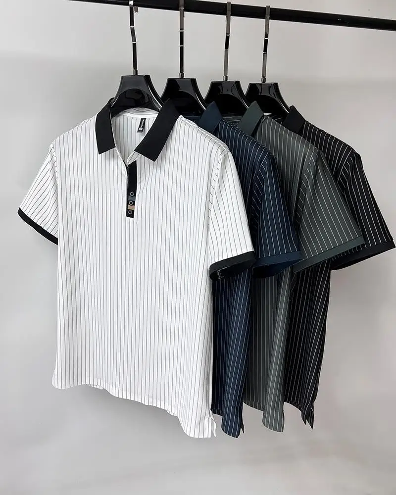 With Collar T Shirt for Men White Striped Man Polo Shirts Skinny Hot Cheap Tops Top Basic Polyester Party Music Loose Xl Casual 13 S885a2aa7ff4f499a96e6edb1c9ab0424E