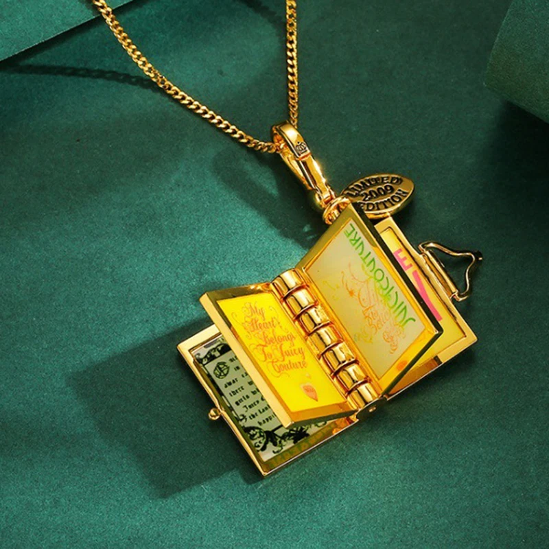 Fashion Luxury Openeable Flip Page Book Pendant Necklace for Women Keychain Pendant Elegant Party Jewelry Valentine's Day Gift 4