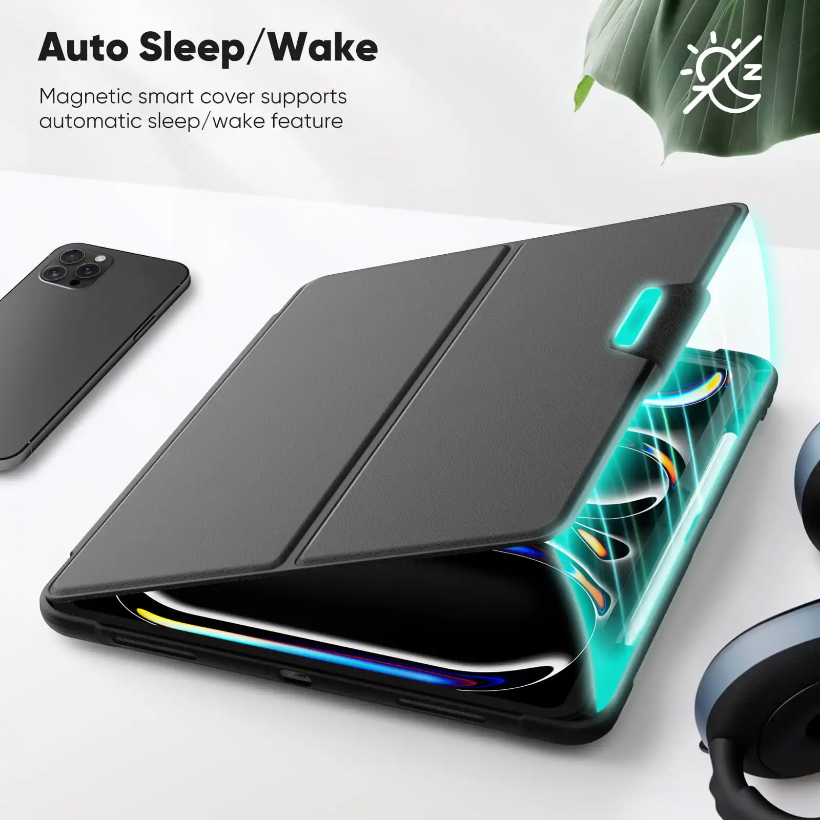 Premium Shockproof Leather Case with MagSafe and 360° Adjustable Stand, Business Flip Cover