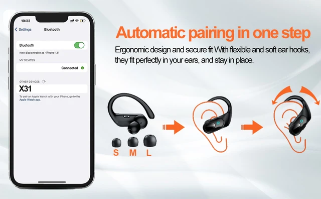 BX31 Wireless Earphone Bluetooth Sport TWS Noise Reduction
