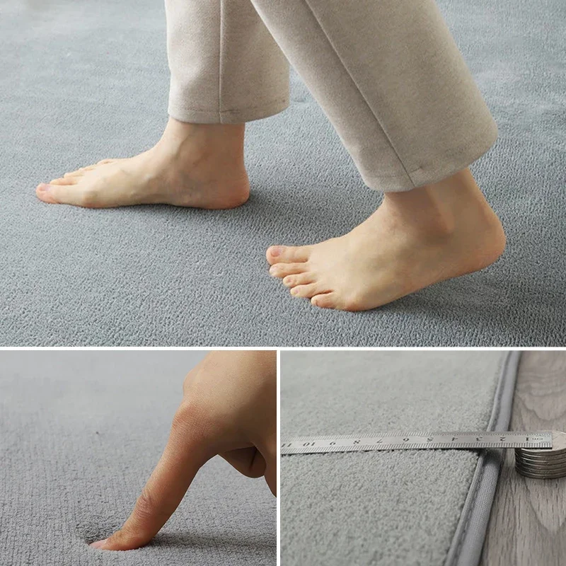 Grey Rugs Living Room Carpet Nonslip Bedside Coral Velet Rugs Large Soft Floor Rug Children Game Mat Rectangular Home Decoration 5