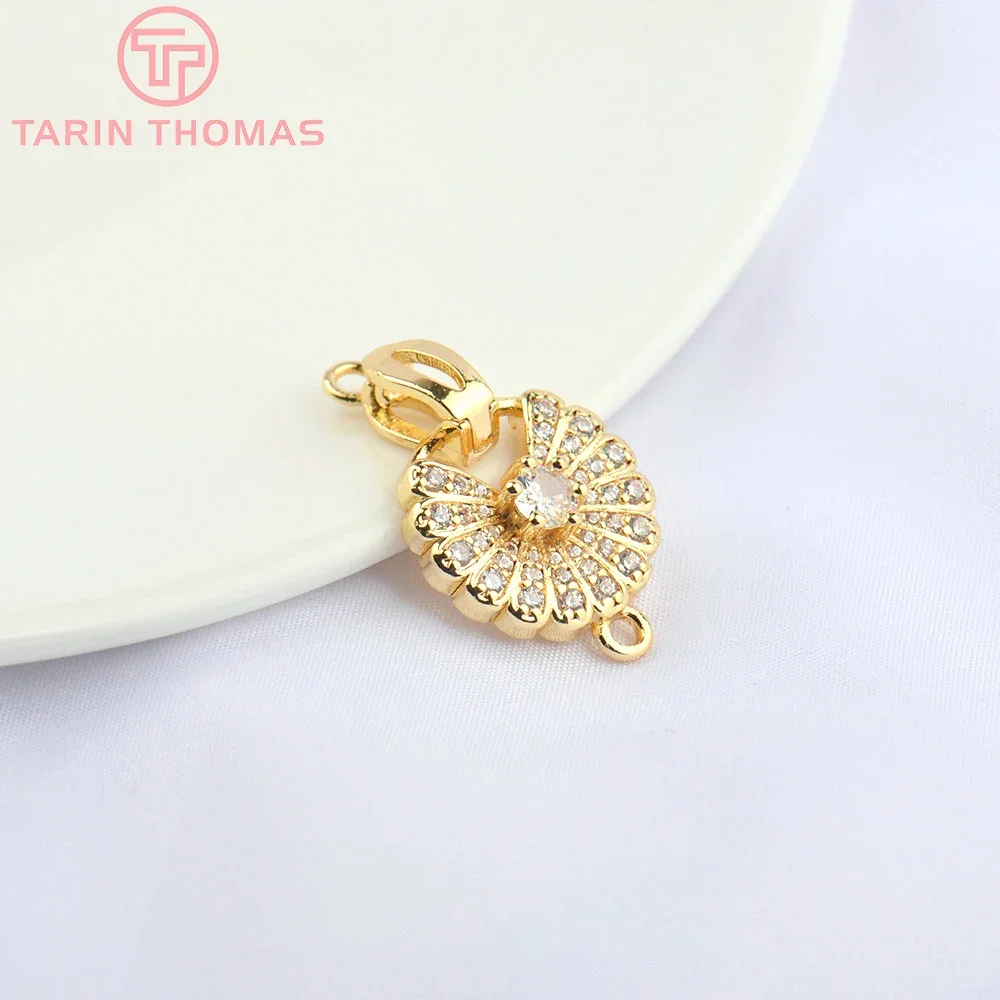 

Латунные соединительные застежки для браслетов и ожерелий, 4 шт., 16x5070 мм, 24 К, золотистого цвета, с цирконом, в форме цветка, ювелирные аксессуары «сделай сам» (27,5)